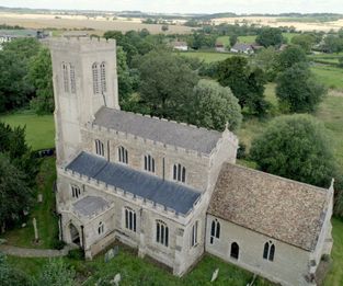 Drone aerial photograph of a church for a quinquennial inspection